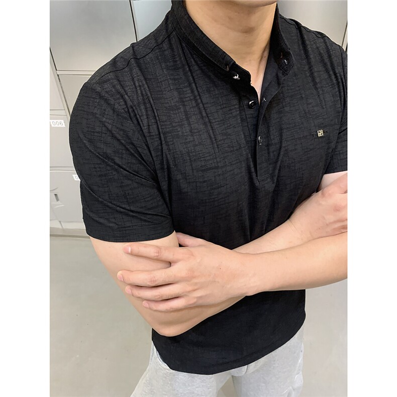 25夏季新高品质亨利领透气舒适印花短袖T恤肌肉男705-1-T009-P63,男装T恤,星座705-1