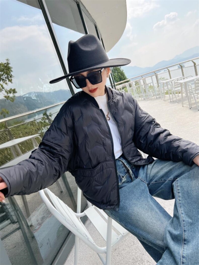 2022新款气质小短款夹克设计90%白鸭绒羽绒服,女装羽绒服,L·H·X
