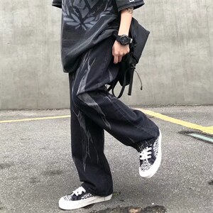 美式潮牌扎染阔腿裤子高街ins复古牛仔裤男痞帅老爹裤NK518-p40,男装牛仔裤,星座1008-1