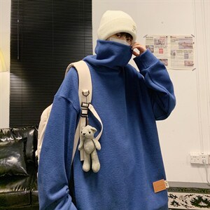 21冬季新款男士加绒打底衫内搭百搭高领卫衣羊羔绒T201P45限68,男装卫衣,电商A089-1