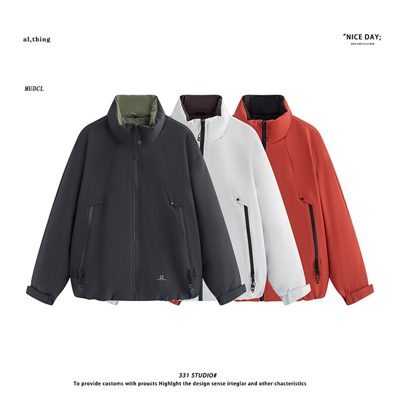 平铺~新标90白鸭绒冬季新款冲锋衣立领拼色羽绒服E100/P268,男装夹克,电商B331