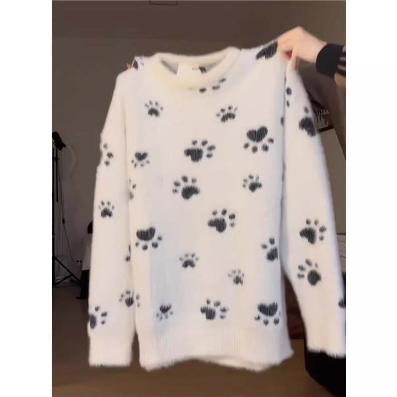 MM149-P68学院风狗爪提花毛茸软糯毛衣女秋冬季宽松保暖套头针织，女装针织衫/毛衣，星座617A-2