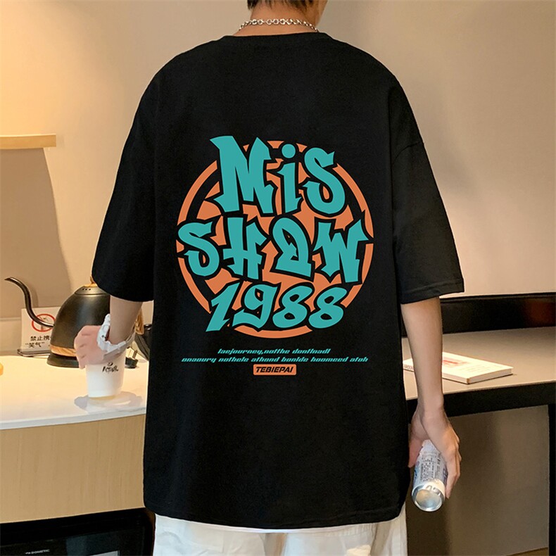T577P26夏季新款港风纯棉短袖T恤ins衣服宽松半袖体恤上衣,男装T恤,星座304A