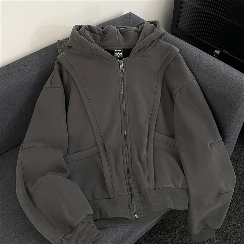 加绒加厚冬款男连帽棉衣保暖卫衣拼接外套WY8104P93,男装卫衣,星座1013-1