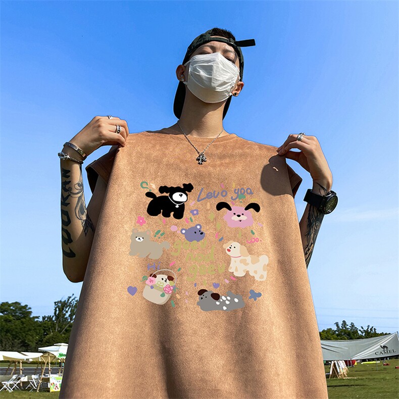 量大优供视频得物直播品230克夏季麂皮绒背心无袖T恤BJ519，男装背心/马甲，电商A486