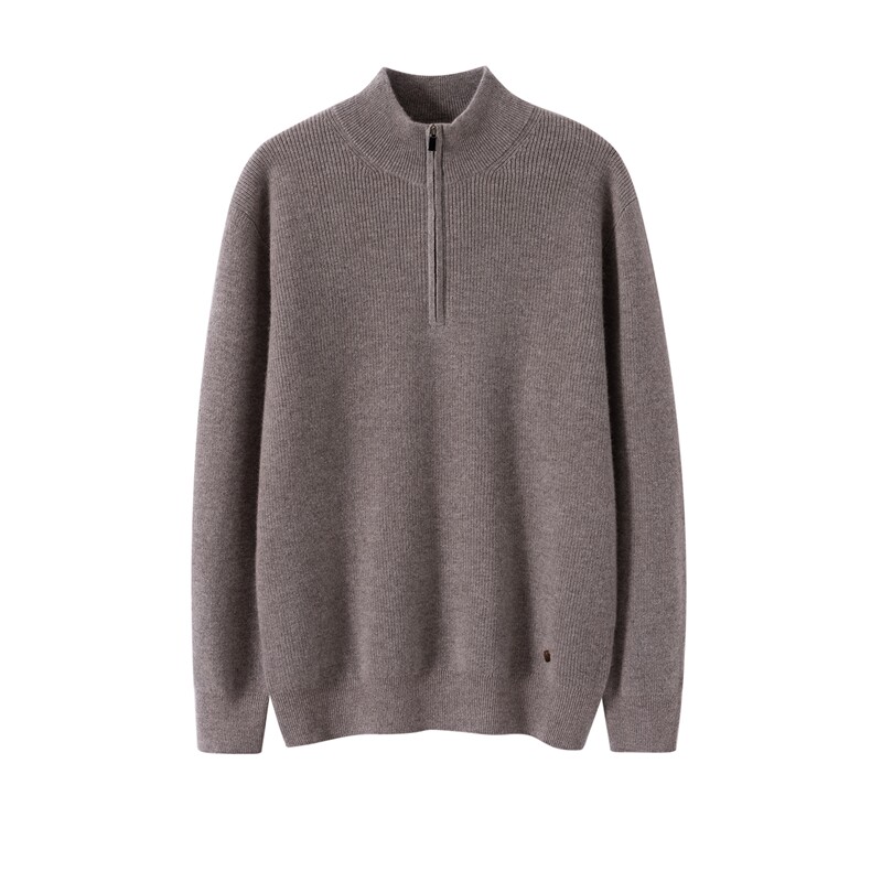 2025年秋季新款百搭十二针半高拉链，男装羊绒套衫，榆莲羊绒