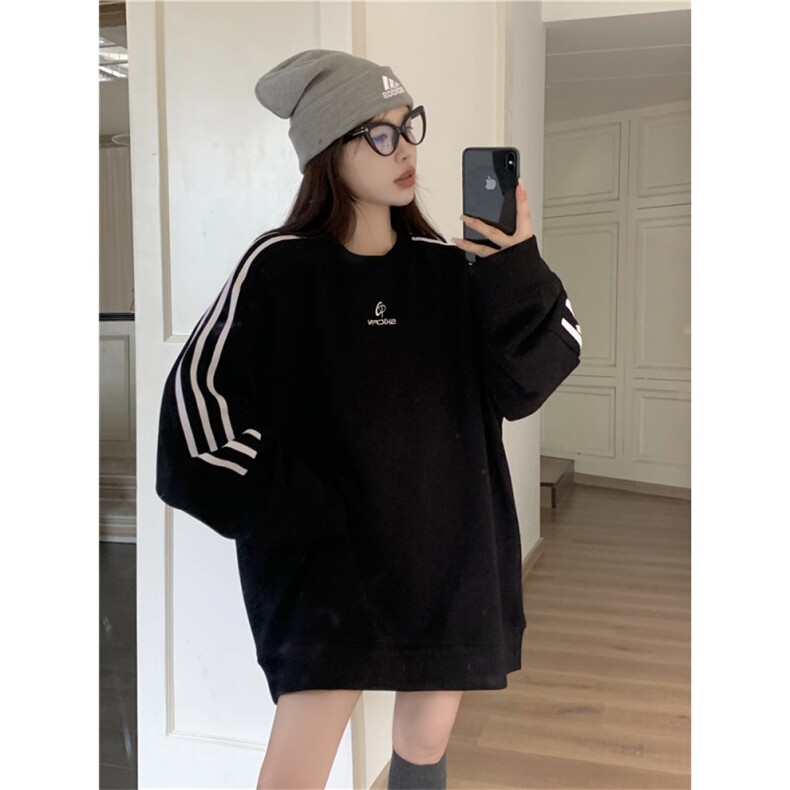 5565-P37潮牌310克后包领+刺绣三条杠休闲宽松卫衣，女装卫衣/绒衫，星座617A-2