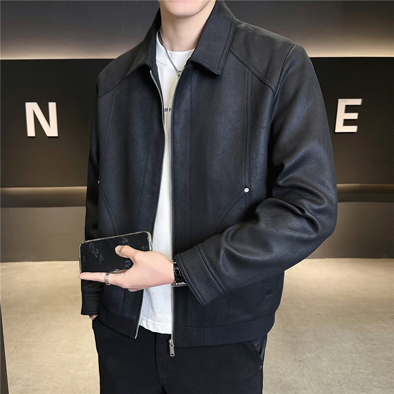 春装皮衣仿小牛皮高级感皮夹克外套C317-8088-P140卷后控188，男装夹克，电商C317