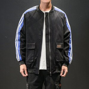 2021马切达大码秋季新日系潮牌男棒球领条纹宽松夹克J956-P75图片