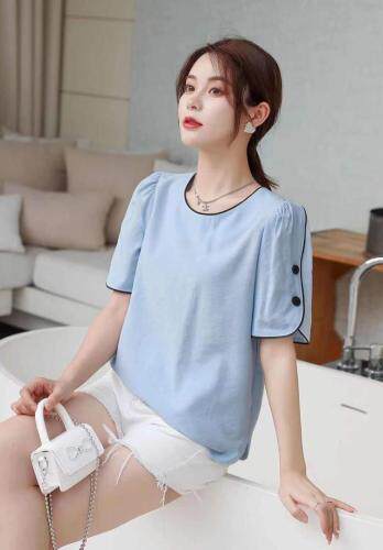 夏季新款百搭纯色短袖，女装，田间晨露