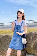 现货2021夏装新款牛仔背带裙166-1012，女装连衣裙，茜茜公主
