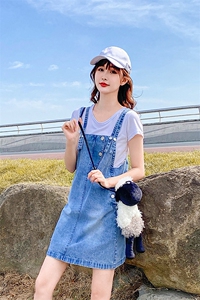 现货2021夏装新款牛仔背带裙166-1012图片
