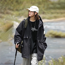 日系户外工装连帽拉链冲锋衣外套男女春秋美式复古休闲徒步登山服，男装夹克，星座506A