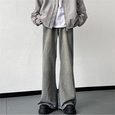 美式高街牛仔裤男韩版潮流帅2025冬季新款ins微喇长裤RK1234-P41，男装牛仔裤，星座412