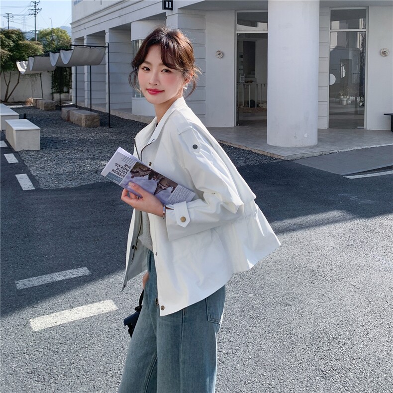 时尚简约休闲设计短款风衣女2026春新款巨好看洋气时髦范百搭外套,女装风衣,2D036