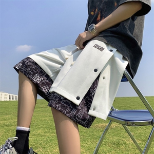 250g重磅刺绣排扣假两件短裤大码休闲五分裤FSDK05P38严控58