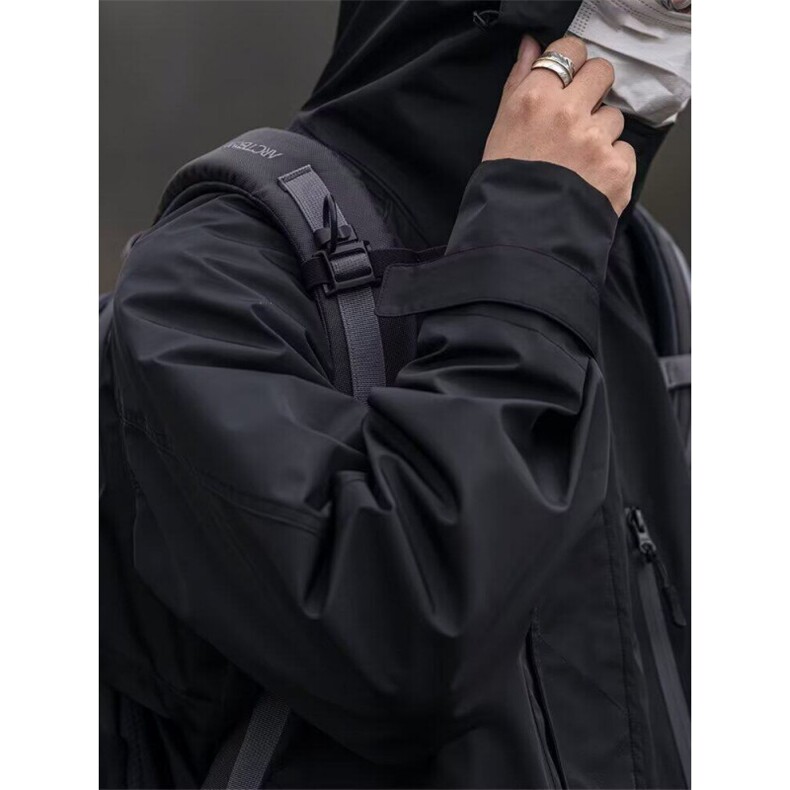 防水冲锋衣外套男秋冬机能潮牌宽松美式防风防水工装连帽夹克F,男装夹克,星座506A