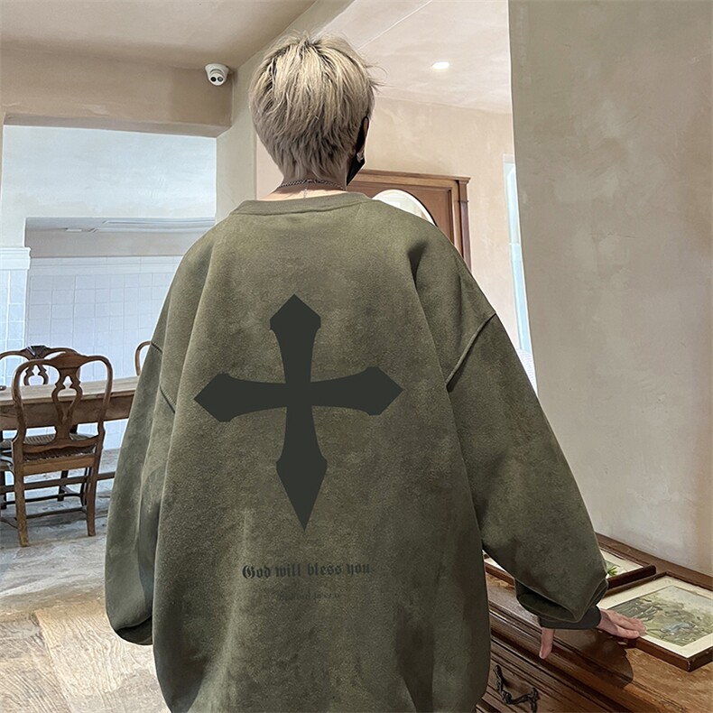 量大优可提供视频麂皮绒卫衣圆领HD019-1-LPYL4178-P30，男装卫衣，电商019-1