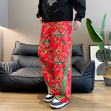 KF1条纹大花休闲裤九分哈伦运动新中式汉服表演出男女裤子团队潮，男装民族服装，星座115A(原星座507）