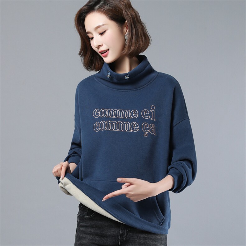 2021年秋季新款韩版时尚字母卫衣女长袖韩版宽松加绒加厚,女装卫衣/绒衫,简韵佳