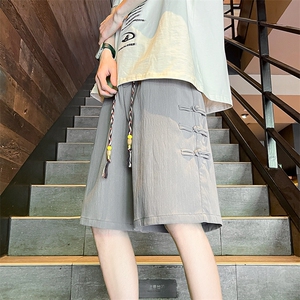 8XL-M 特大码风短裤男邹布冰丝五分裤新中式裤子男DK1525P25图片