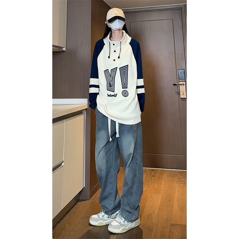 2024秋季新款女模内景大码气泡印套头卫衣M-5XHW24068-P50,男装卫衣,电商A022