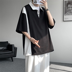 8XL-M拼接撞色短袖t恤男款夏季新款半袖POLO衫加肥加大码DT004P38，男装T恤，电商B312