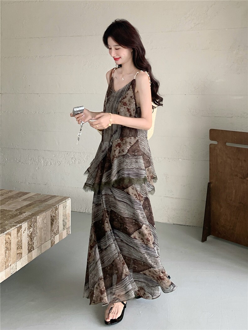 新款P200-K309度假风无袖碎花两件套女装,女装套装/套裙,网红馆