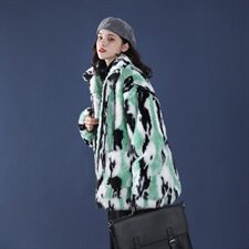mj375中性风2020冬季新款皮草毛毛棉衣棉服迷彩外套男女，男装棉衣，电商B288