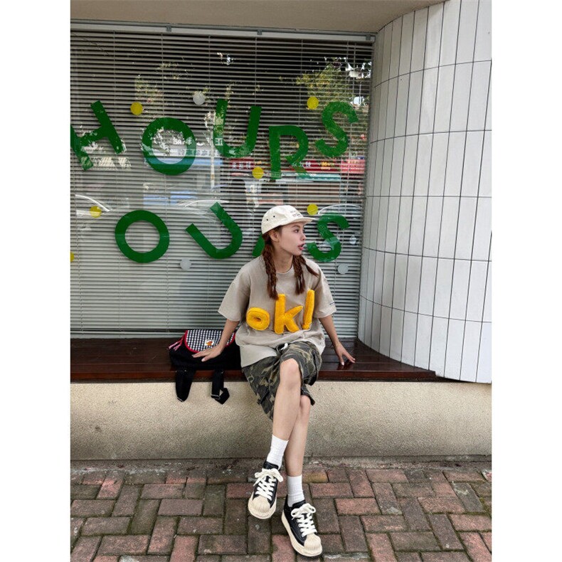 BK891HH-特45美式复古立体字母情侣短袖T恤男女款夏季小领口半袖,男装T恤,星座1007（原301D）