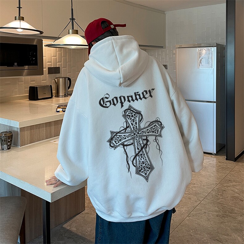 秋季重磅华棉男士宽松时尚ovsise连帽卫衣XZ310B-W343-P50加绒P60，男装卫衣，星座313B-2