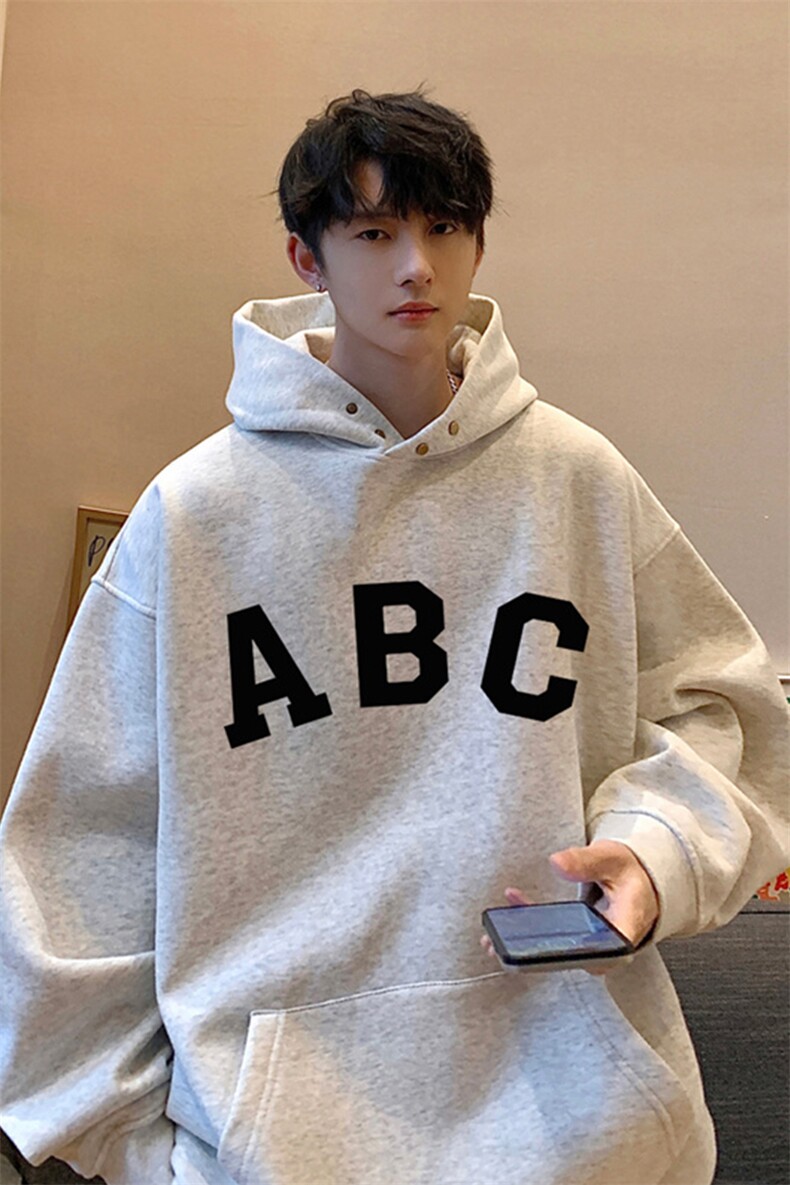 供抖音丶重磅高品棉350克排扣连帽ABC卫衣LW6053-特p58控78,男装卫衣,星座508（原C305）
