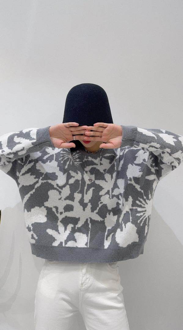 大版双色花毛衣，女装针织衫/毛衣，SHANGCHUN·W 汪尚春