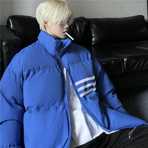 2026冬季新款潮流百搭条纹印花立领棉服MY23407特批70控118图片