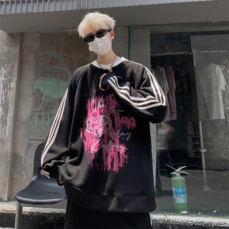 抖音得物高品质重磅全棉二开支持退换360克宽松织带圆领卫衣0505,男装卫衣,电商A486