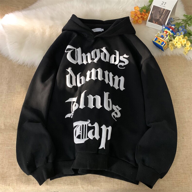 美式复古高街字母发泡连帽卫衣男潮嘻哈hiphop秋冬上衣W4312-P55,男装卫衣,星座1008