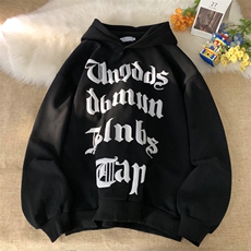美式复古高街字母发泡连帽卫衣男潮嘻哈hiphop秋冬上衣W4312-P55，男装卫衣，星座1008