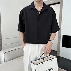 短袖衬衫男夏季冰丝衬衣男生上衣服潮休闲外套寸衫310B-1C06-P30，男装T恤，星座310B-1