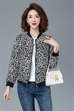 2021春季新款时尚豹纹印花棒球服外套，女装短外套，余墨