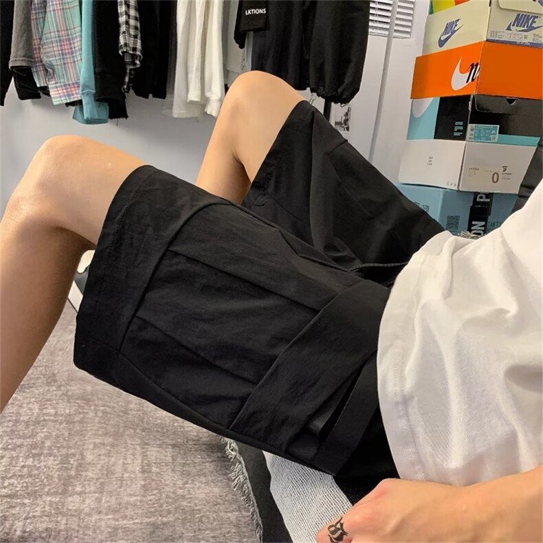夏季机能速干抗皱五分裤日系潮牌复古多口袋工装短裤男 K6007-P28图片