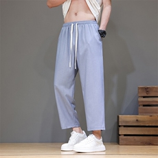 2025春夏九分裤男风日系条纹哈伦裤潮大码宽松休闲裤AK23P45，男装休闲裤，星座220-2