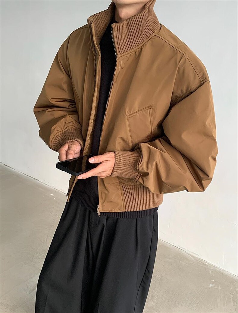现货26春装美拉德立领飞行夹克纯色复古廓形高街棒球服外套,男装夹克,电商A486