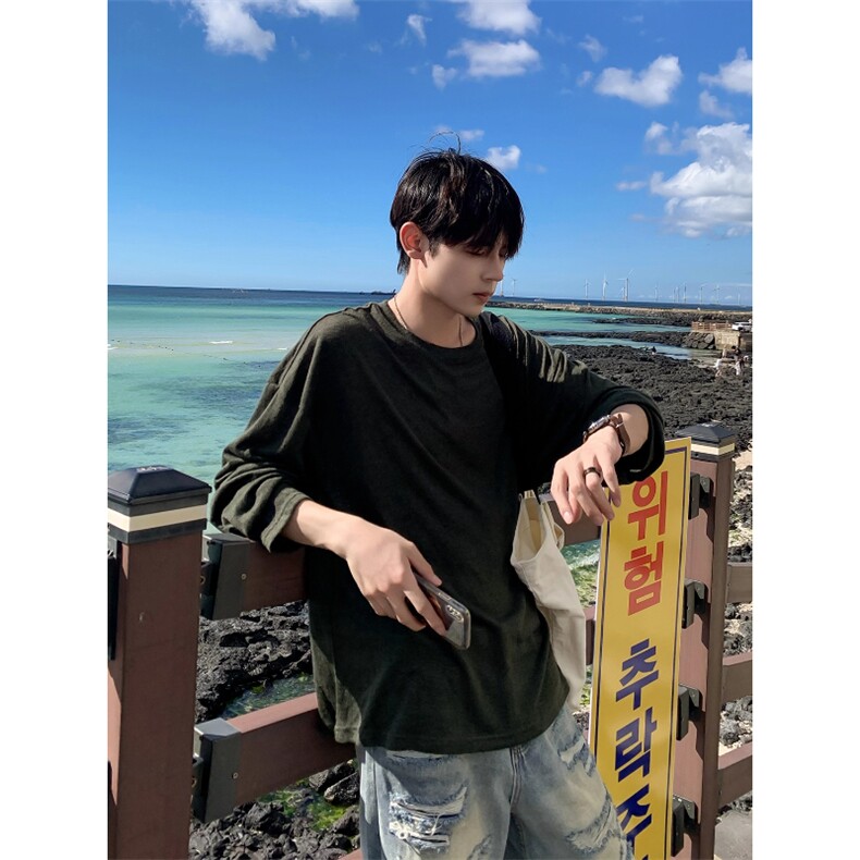 复古垂坠感百搭面膜tee长袖T恤轻薄TX7721特P42,男装T恤,星座908-1