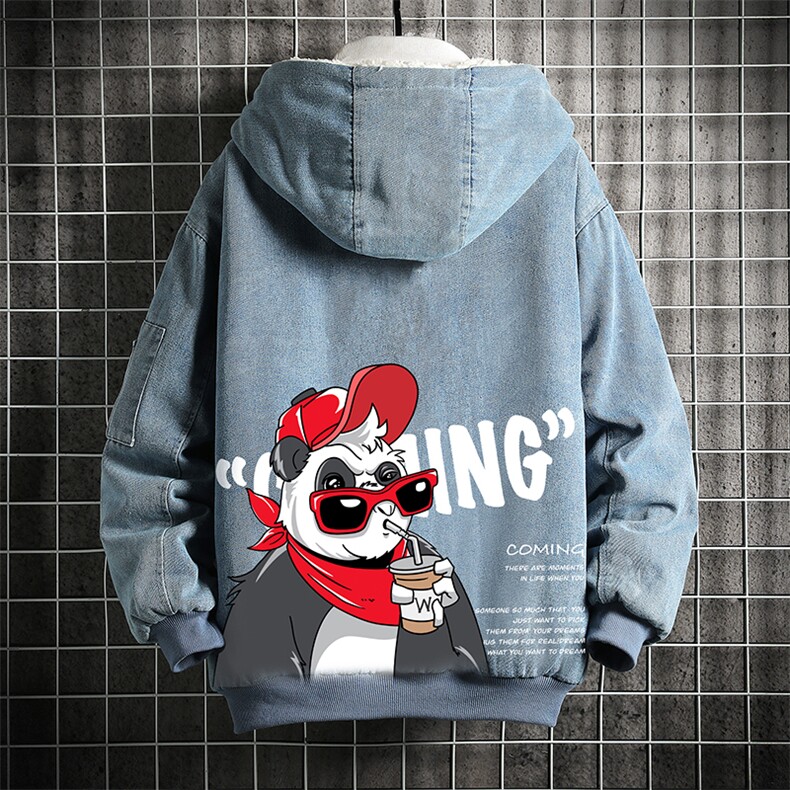 NM53218-P140 牛仔外套男大码加厚加绒衣男羊羔毛服男 网格图片