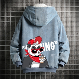 NM53218-P140 牛仔外套男大码加厚加绒衣男羊羔毛服男 网格图片