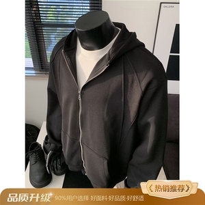 J604-P48 美式潮牌宽松连帽开衫拉链卫衣重磅廓形版型运动休闲图片