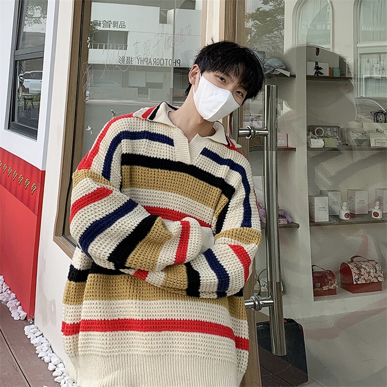 B418P50秋冬宽松韩版日系毛衣打底衫翻领毛衫男生,男装针织衫/毛衣,星座512-6