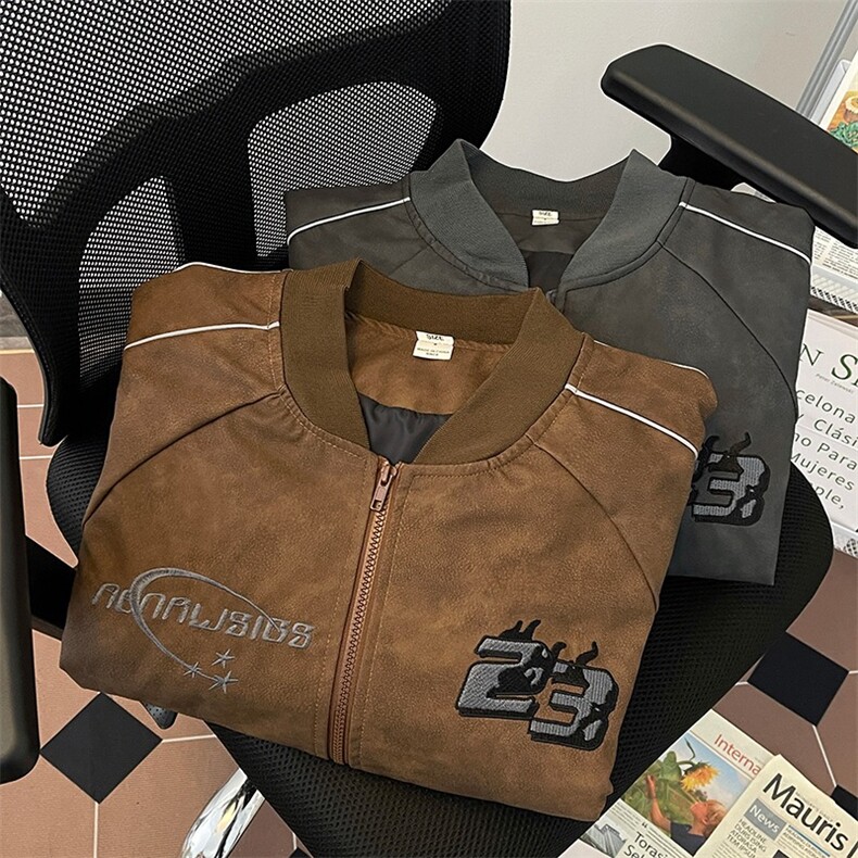 秋季纯色男款棒球领休闲皮衣夹克外套JK922/P80,男装夹克,星座506B