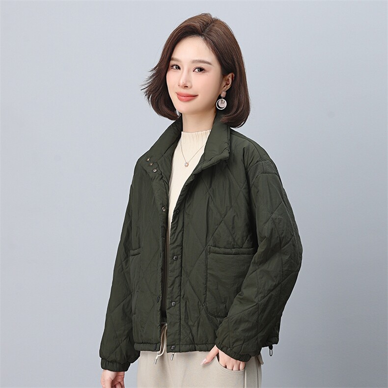 时尚立领拼接针织棉服宽松显瘦保暖外套,女装棉衣/棉服,叶笙衣