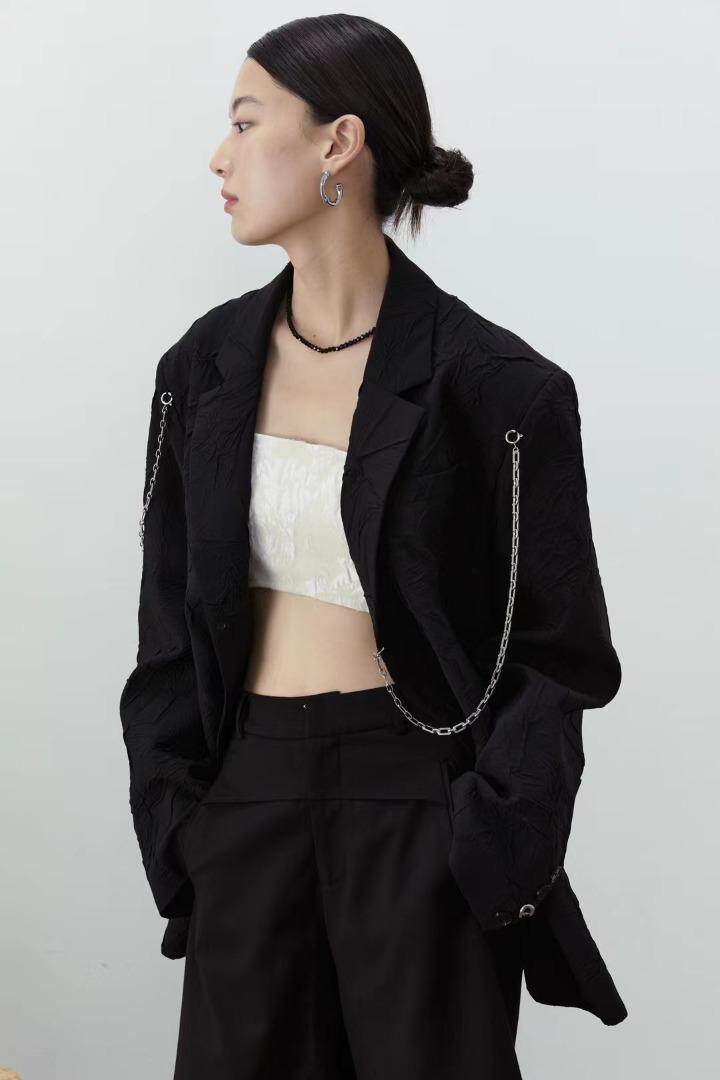 JY设计师款褶皱链条西服，其它，JY.OUBEN